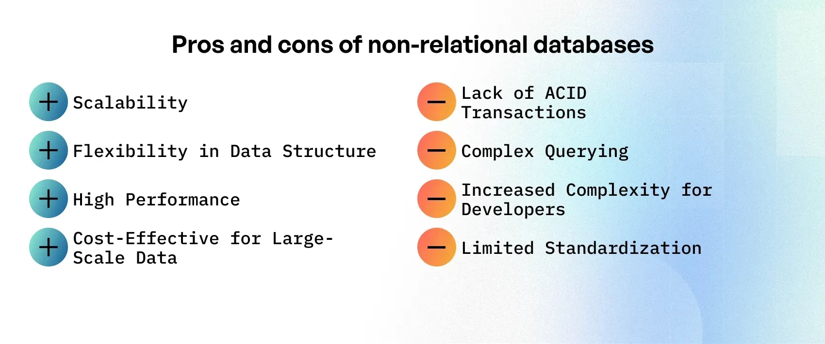 Pros and cons of non-relational databases