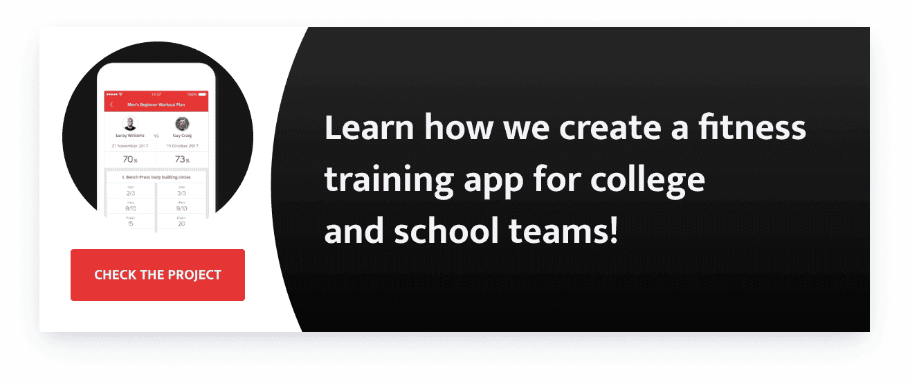 create a fitness training app for college and school teams