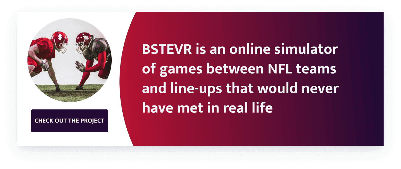 online simulator of games between NFL teams and line-ups that would never have met in real life