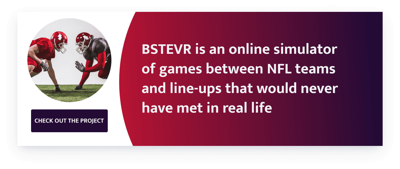 online simulator of games between NFL teams and line-ups that would never have met in real life