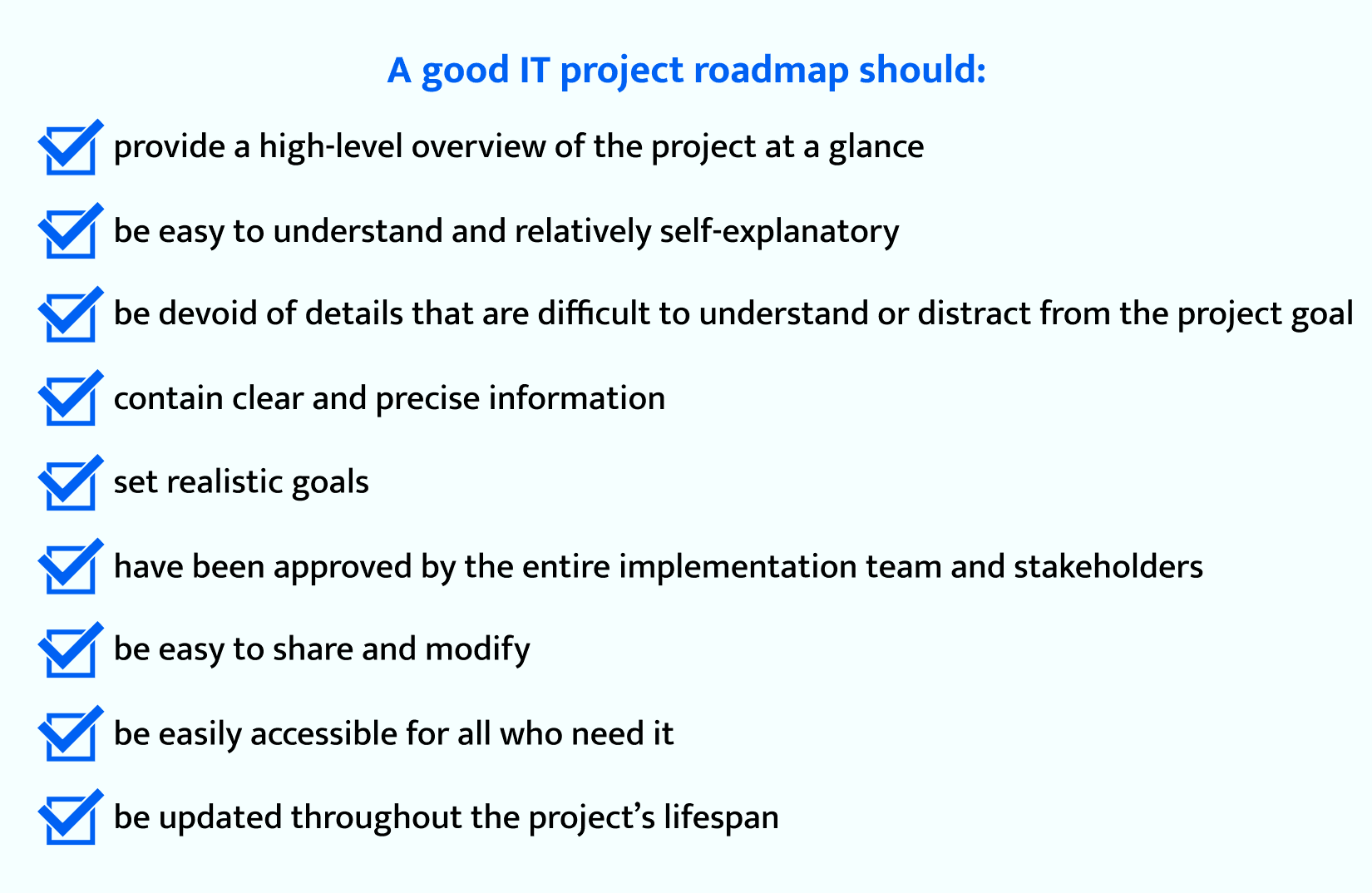 attributes of a good IT project roadmap 