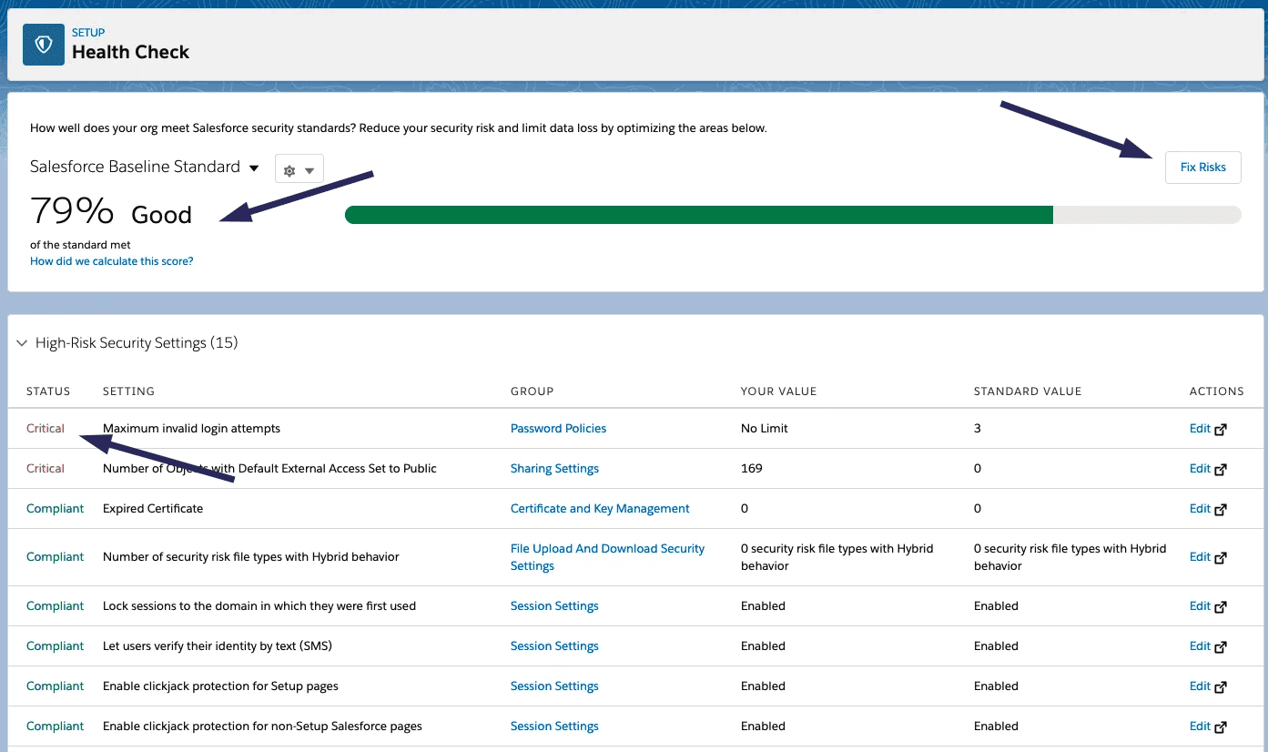 security health check for salesforce