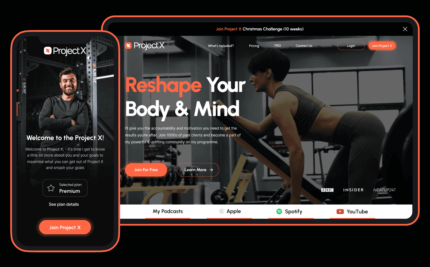 ProjectX - a fitness website