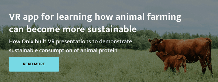 vr presentations to demonstrate sustainble consumption of animal protein