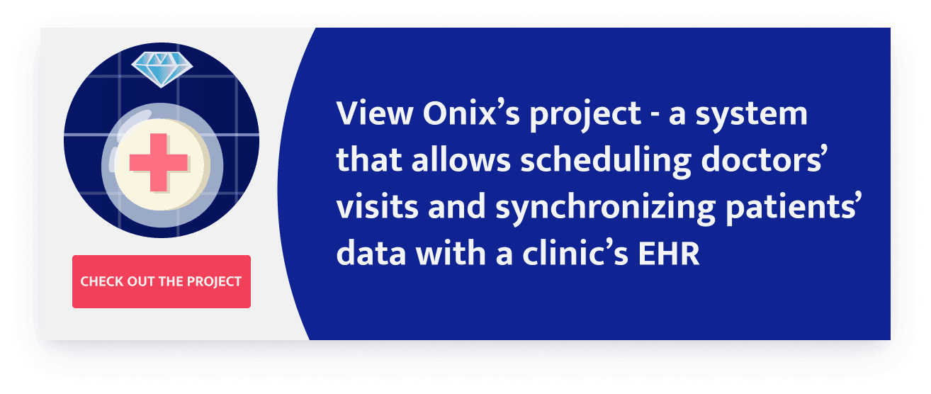 system that allows scheduling doctors visits and synchronizing patients data with a clinic`s EHR