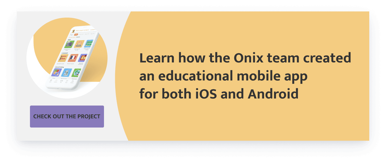 educational mobile app for iOS and Android