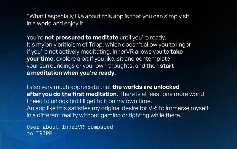 advantages of a virtual reality for meditation app for users