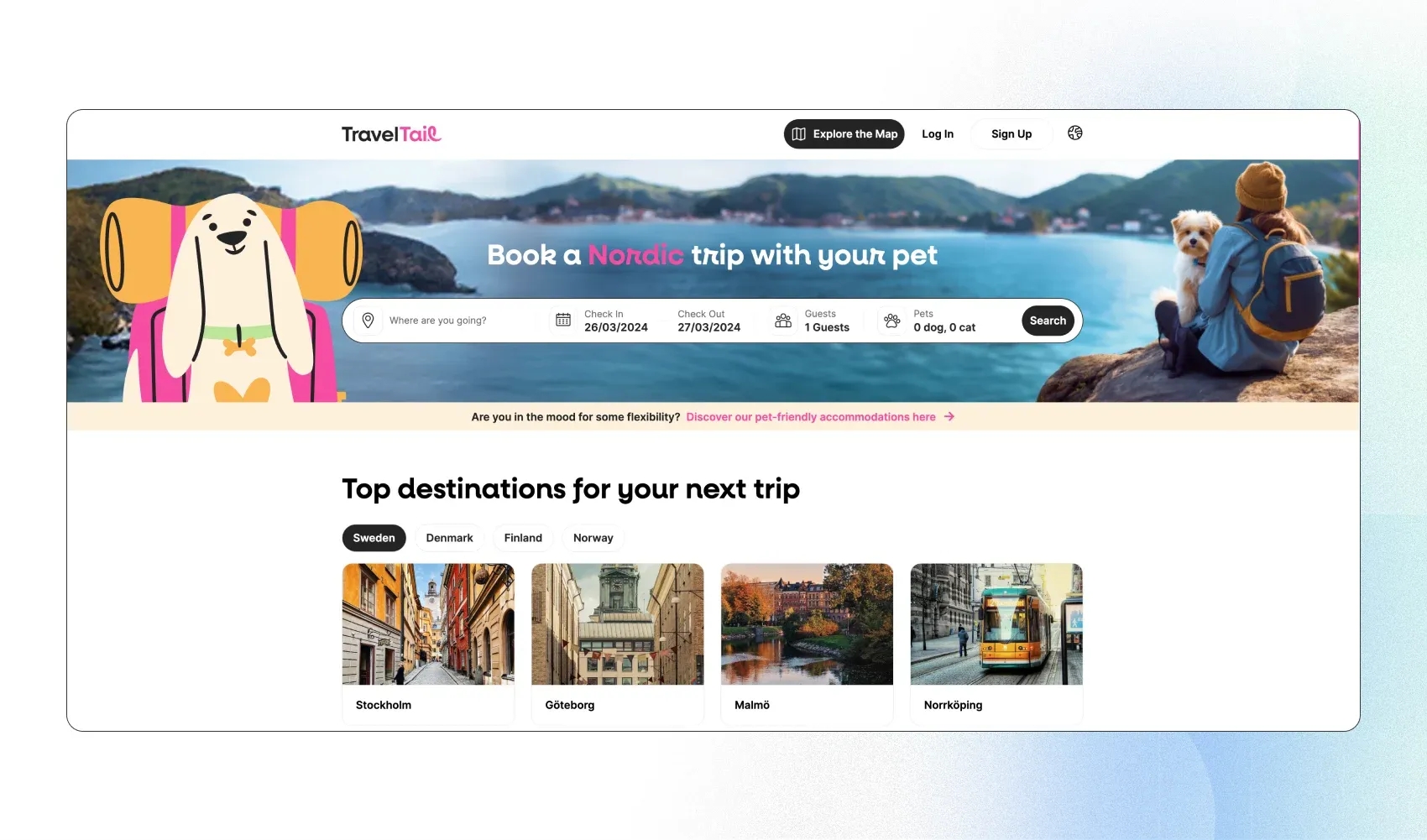 travel booking website design example